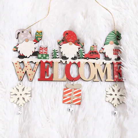Kerst Houten Welkomstbord Hangend Ornament Kerstman Sneeuwpop Kabouter Patroon Feestelijke Deurdecoratie Thuis Kerstfeest
