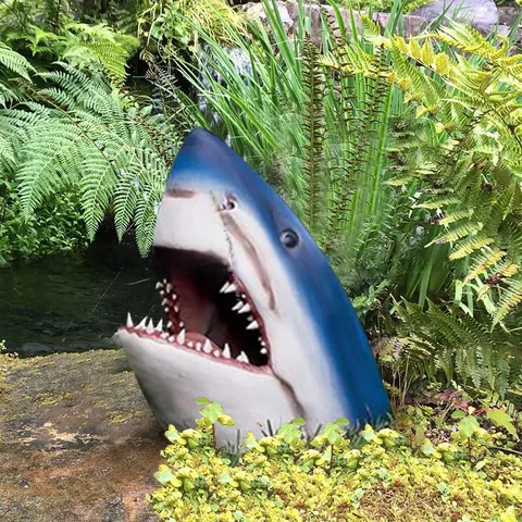 Statua Realistica della Testa di Squalo Coccodrillo Galleggiante Scultura Animale in Resina per Decorazione Laghetto Giardino