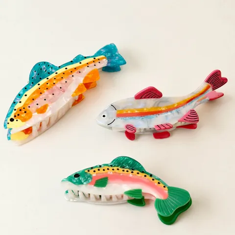 Creatieve Celluloseacetaat Visvorm Haarklem Splicing Regenboogvis Zalm Zeediermotief Haarklemmen Voor Dames Accessoires