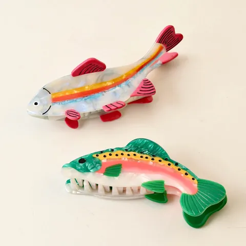 Creatieve Celluloseacetaat Visvorm Haarklem Splicing Regenboogvis Zalm Zeediermotief Haarklemmen Voor Dames Accessoires