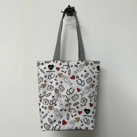 Nurse Printed Tote Bag Women Large Capacity Shoulder Bag Polyester Shopping Beach Bag Medical Cartoon Novelty Graphic Handbag