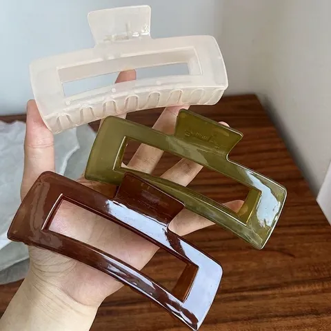 Koreanischer Stil Übergroße Hohle Quadratische Haarklammer Für Damen Dickes Haar Einfarbig Shark Clip Große Styling Accessoires
