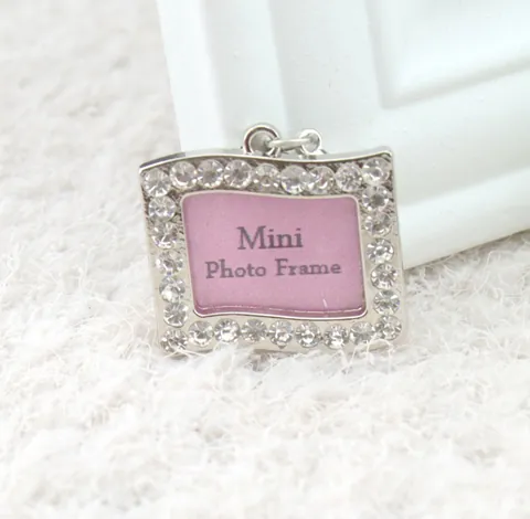 Zinklegering Strass Huisdier ID Tag Mini Fotolijst Hanger Voor Honden Katten Hart Bot Ronde Vorm Hondenpenning Ketting Decoratie