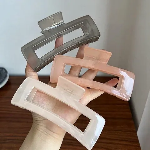 Koreanischer Stil Übergroße Hohle Quadratische Haarklammer Für Damen Dickes Haar Einfarbig Shark Clip Große Styling Accessoires