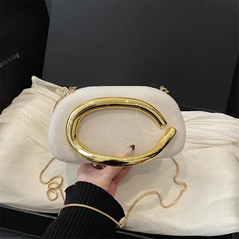 Retro Nischen Clutch Box Tasche Vintage Gold Metallgriff Kette Umhängetasche Für Damen Abendparty Eleganter Handtasche