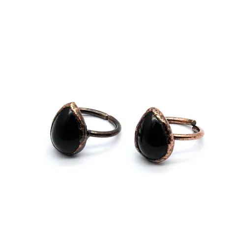 Bague Ouverte Ajustable en Bronze Antique Vintage pour Hommes Femmes Boho Turquoise Obsidienne Améthyste Pierre Gemme Bague Géométrique Bijoux