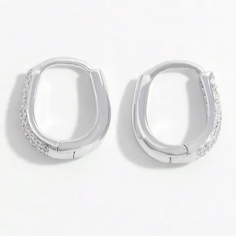 925 Sterling Silver Full Zirconia Basket Hoop Earrings For Women Gold Plated Luxury U-Shaped Ear Bone Buckle Fashion Jewelry