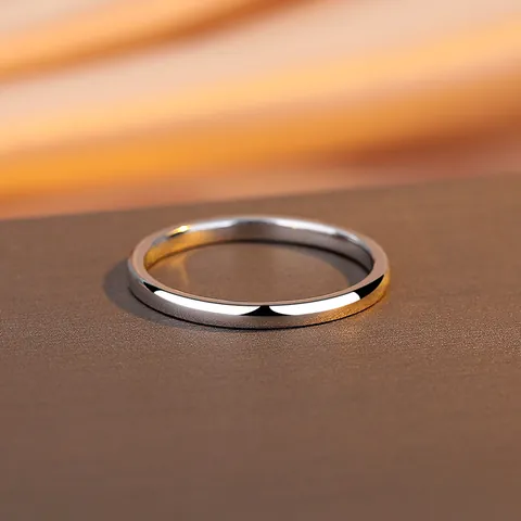 Minimalistisch 2mm 925 Sterling Zilveren Effen Band Ring Voor Heren Dames Glanzend Gepolijst Geometrische Vingerring Sieraden