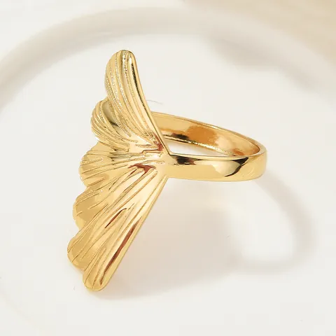 Retro Blad Ronde Bloem Roestvrijstalen Plating Ringen