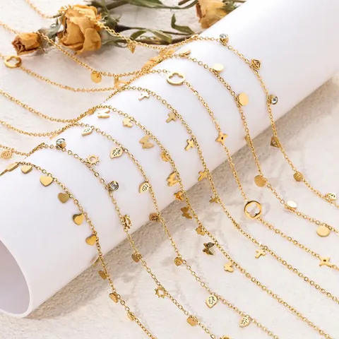 Collier Pendentif Papillon Cœur Alphabet en Acier Titane Plaqué Or 18k pour Femme Bijoux Minimalistes en Acier Inoxydable
