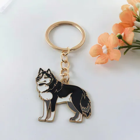 Schattige Cartoon Huisdier Hond Emaille Sleutelhanger Zinklegering Verguld Dier Sleutelring Voor Auto Tas Hanger Cadeau Vrouwen Mannen Poedel Husky Teckel