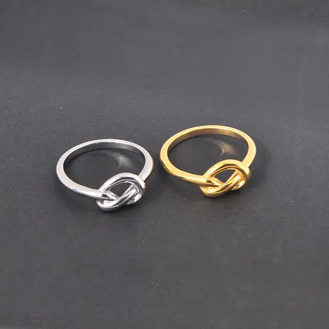Vintage Titanium Steel Love Knot Ring For Women Men Minimalist Polished Gold Silver Wedding Engagement Finger Ring Fashion Jewelry