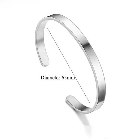 Bracelet Jonc Ouvert en Forme de C en Acier Inoxydable Minimaliste pour Femme Réglable Bijoux Fini Argent Poli
