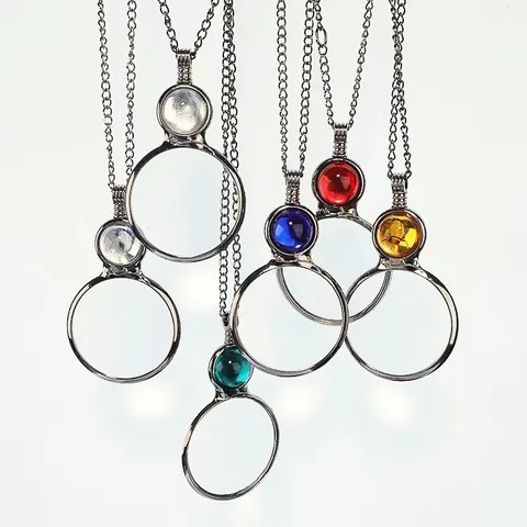 Retro Legierung Lupe Anhänger Halskette Elegante Funktionelle Lesehilfe Schmuck Geschenk Für Damen In Mehreren Farben