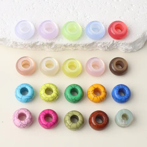 Resin Large Hole Beads Colorful Marble Crack Pattern DIY Jewelry Accessories For Clothing Bag Handmade Bracelet Craft Beads