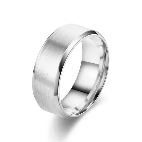 Minimalist Stainless Steel Ring Matte Brushed Double Beveled Edge Plain Band Ring For Men Women Fashion Jewelry Finger Ring