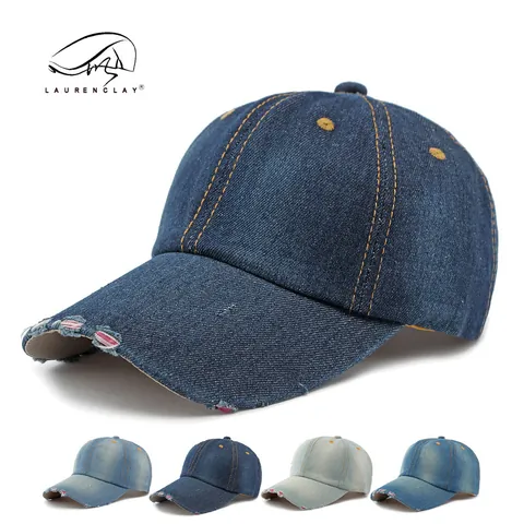Washed Denim Baseball Cap Distressed Retro Cotton Sun Protection Outdoor Adjustable Casual Hat For Men Women