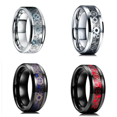 Anello a Fascia in Acciaio Inossidabile con Ingranaggi Punk per Uomo Stile Industriale Meccanico Steampunk Gioielli di Moda