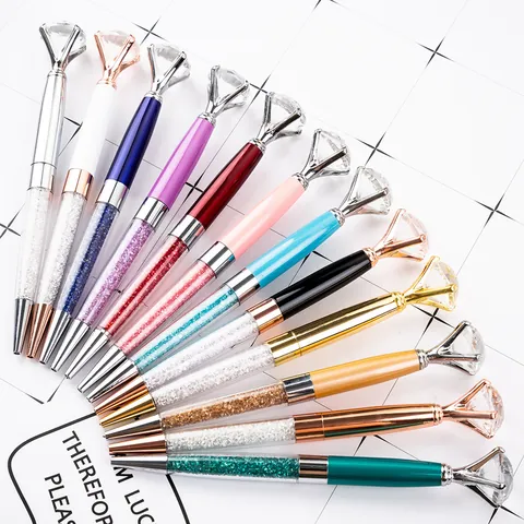 Luxus Metall Kugelschreiber Mit Großer Strass Spitze Funkelnde Kristall Füllung Kreativer Schreibstift Für Büro Schule Hochzeit Geschenk Damen