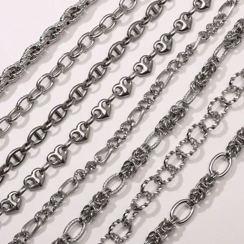 Stainless Steel DIY Jewelry Chain Accessories For Necklace Bracelet Making Metal Heart Sunflower Pattern Link Chain Accessory