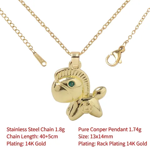 Luxus Edelstahl Kupfer Strass Einhorn Pferd Anhänger Halskette Für Damen 14K Vergoldet Tier Schlüsselbein Kette Schmuck