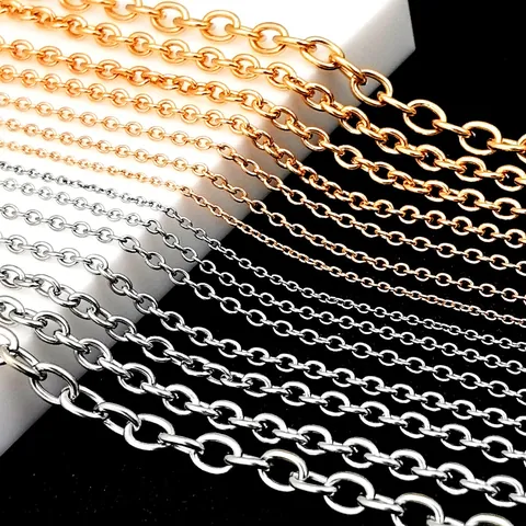 DIY Stainless Steel Cross Chain O-Chain For Necklace Bracelet Jewelry Making Handmade Accessories Gold Silver Black