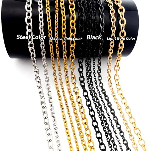 DIY Stainless Steel Cross Chain O-Chain For Necklace Bracelet Jewelry Making Handmade Accessories Gold Silver Black