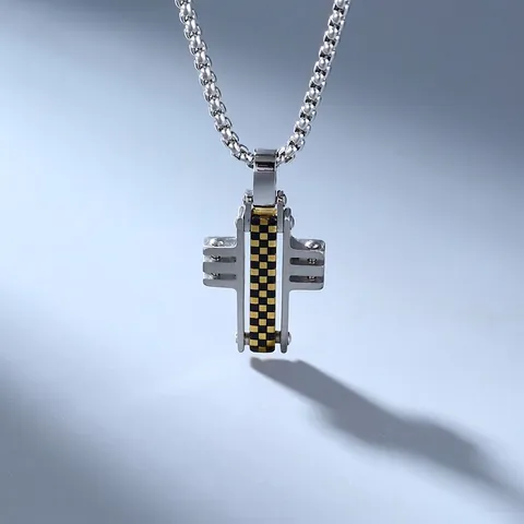Roestvrijstalen Kruis Hanger Halsketting Heren Industrieel Minimalistisch Schaakbord Patroon Hanger Voor Dagelijks Sieraden Cadeau