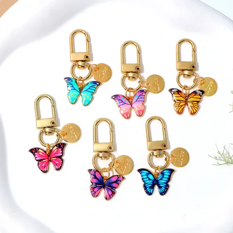 Kleurrijke Emaille Vlinder Sleutelhanger Legering Metalen Vlinder Hanger Tasbedeltje Decoratief Cadeau Voor Vrouwen Meisjes
