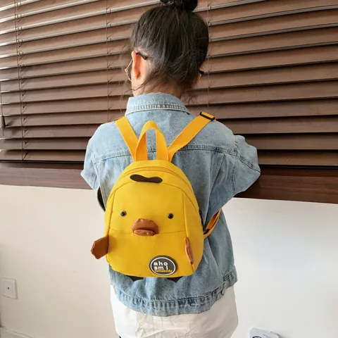 Zaino per Bambini con Papera a Cartoni Animati Simpatica Borsa da Scuola in Tela per Bambini per Ragazzi Ragazze Zainetto Anti-Perdita per Scuola