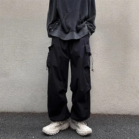 American Vintage Cargo-Hose Herren Damen Techwear Lockere Passform Kordelzug-Saum Mehrere Taschen Retro High Street Casual Hose