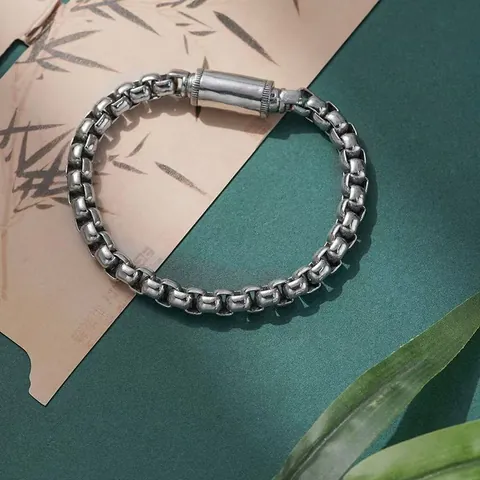Vintage Versilbertes Kupfer Drachenknochen Gliederkette Armband Für Herren Damen Retro Geometrische Kette Unisex Schmuck Geschenk