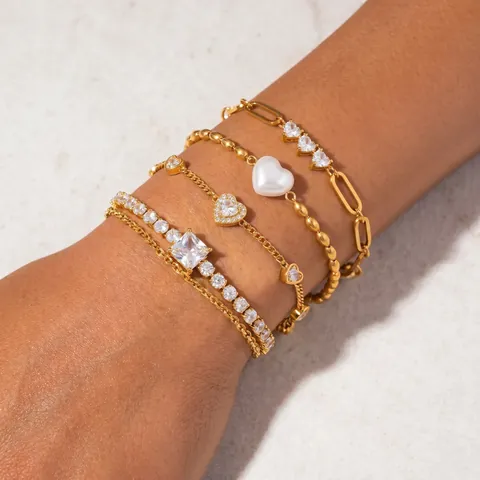 Braccialetti Da Donna Alla Moda A Righe Geometriche In Acciaio Inossidabile Placcato Oro 18k