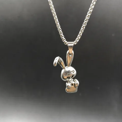 Hip Hop Edelstahl Hase Anhänger Halskette Streetwear Bunny Tier Box Kette Schmuck Für Damen Herren Winter Pullover Kette