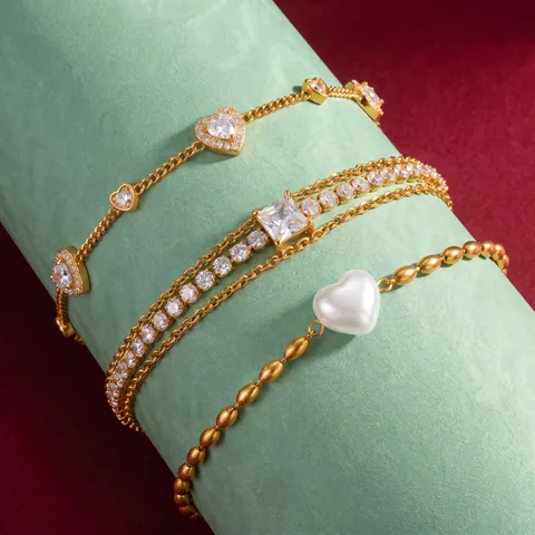 Braccialetti Da Donna Alla Moda A Righe Geometriche In Acciaio Inossidabile Placcato Oro 18k