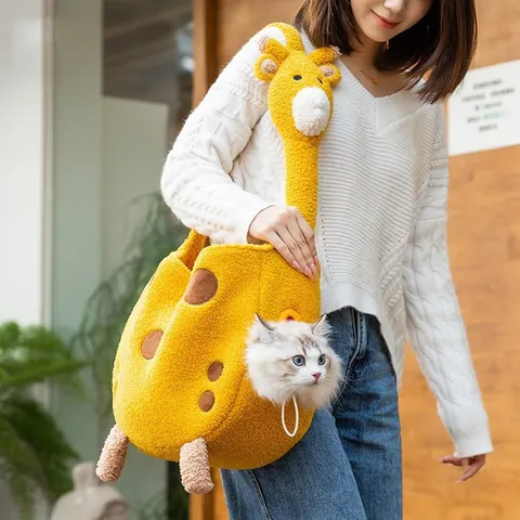 Cute Canvas Cat Carrier Crossbody Handheld Pet Bag Small Dog Head-Out Single Shoulder Bag Dog Cat Outing Supplies