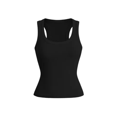 Women's Y2K Ribbed Tank Top Slim Fit Sleeveless U-Neck Top Sexy Summer Basic Solid Color Polyester Elastane Vest For Women