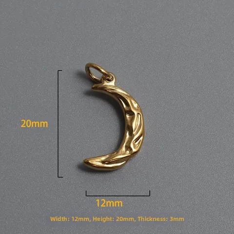Colgante de Cara de Sol y Luna de Acero Inoxidable Accesorio de Collar Chapado en Oro 18k Textura Martillada para Joyería DIY Mujer