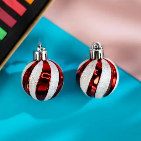 Creativi Orecchini a Sfera di Natale Rosso Bianco a Righe in Resina Smerigliata Orecchini Pendenti Gioielli Festa di Natale per Donna