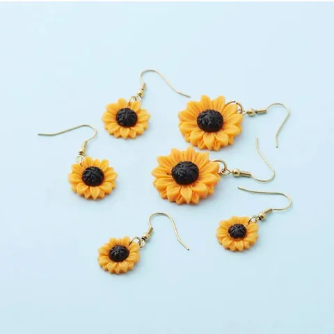 Boucles D'oreilles Pendantes En Acier Inoxydable Plaqué Or Avec Placage De Tournesol Élégant