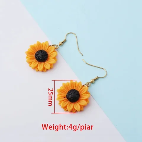 Boucles D'oreilles Pendantes En Acier Inoxydable Plaqué Or Avec Placage De Tournesol Élégant