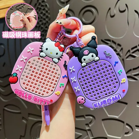 Cartoon Sanrio Steel Ball Drawing Board Keychain Cute Kuromi Couple Bag Pendant Small Gift