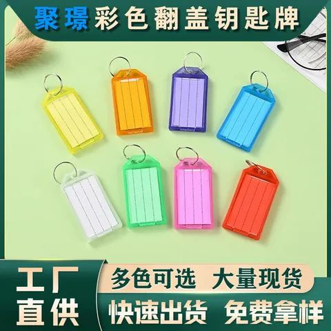 Colored Plastic Key Tags Writable ID Label Identifier With Metal Ring Luggage Bag Tags Keychain Organizer