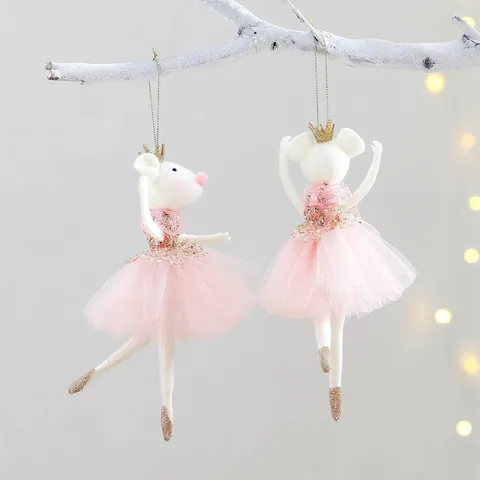 Süße Ballett Maus Anhänger Mit Rosa Tutu Rock Goldene Krone Filzfigur Für Weihnachtsbaum Haus Party Dekoration