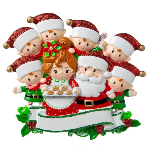 Acrylic Christmas Santa Claus Family Flat Hanging Ornament Festive Tree Decoration For Holiday Home Party Gift Ornament