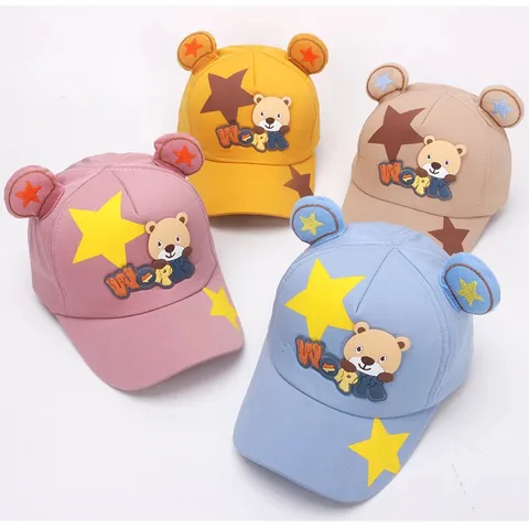 Kinder Süßer Cartoon Bärenohren Baseballkappe Für Mädchen Sonnenschutz Sommer Outdoor Reisen Polyamid Sonnenhut Verstellbare Entenzungenkappe