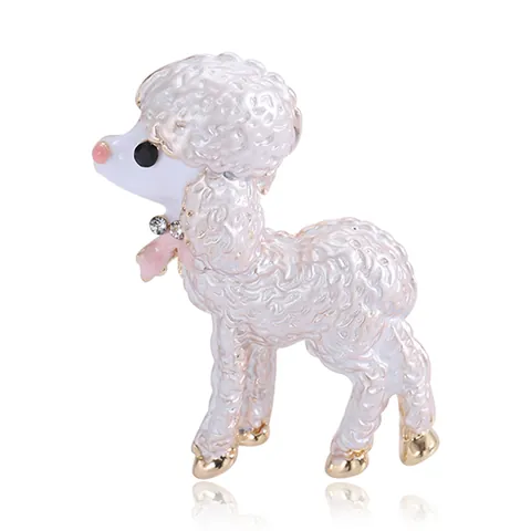 Simpatica Spilla in Smalto a Forma di Pecora Barboncino in Lega Con Decorazione in Strass Accessorio Creativo per Abbigliamento Uomo Donna