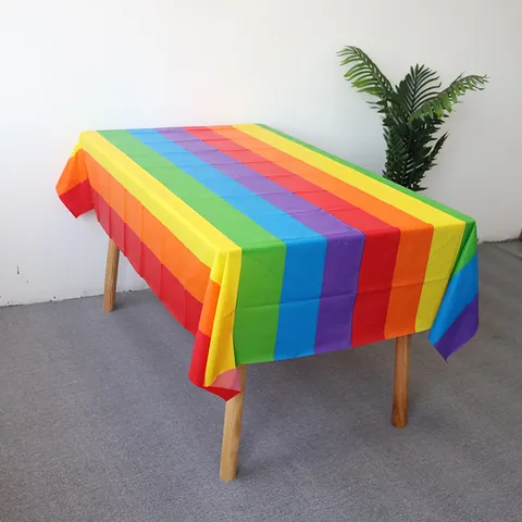 Verjaardag Klassieke Stijl Regenboog Plastic Papier Feestservies Servies 1 Set