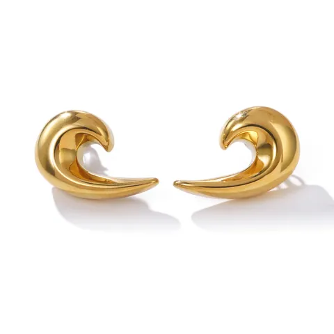 Orecchini a Cerchio in Acciaio Inossidabile Minimalisti in Stile Francese per Donna Placcati in Oro a Forma di C Strass