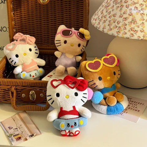 Cute Cartoon Swimming Ring Cat Pendant High-value Bikini Cat Pendant Bag Charm Mini Doll Figurine